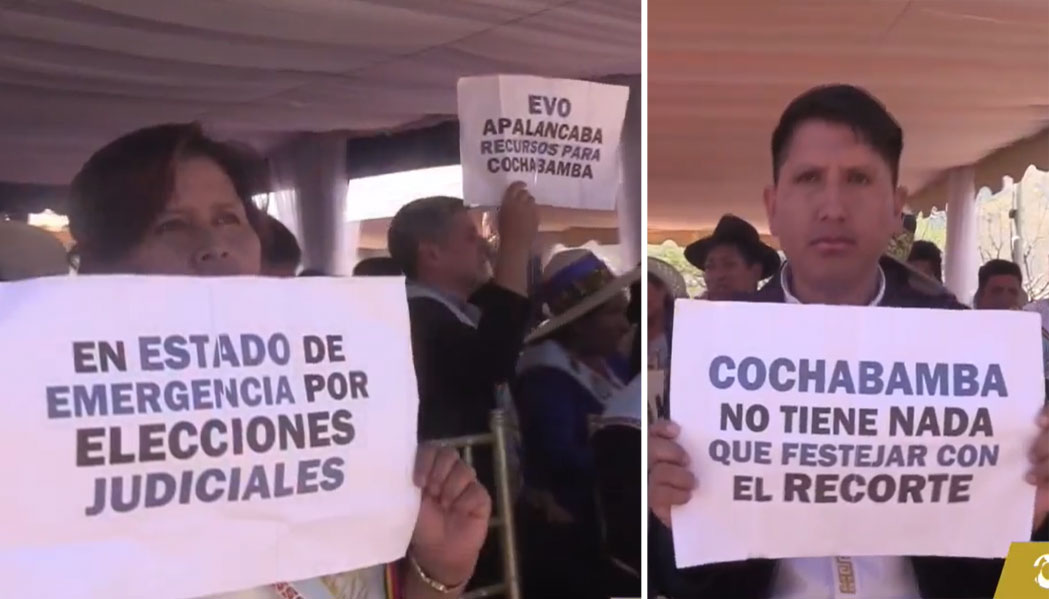 Gritos y carteles marcan sesión de  honor por efeméride de Cochabamba
