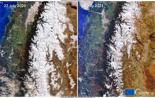 Cordillera de Los Andes  registra año más seco