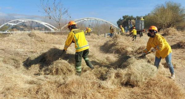 Gobernación y bomberos  limpian malezas y vegetación