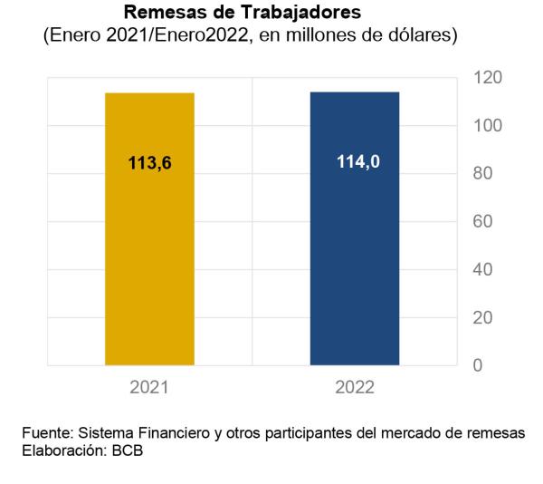 Remesas desde el exterior  alcanzaron a $us 114 millones