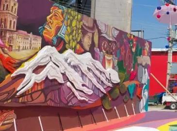 Mural con diversos atractivos resalta en pabellón de La Paz