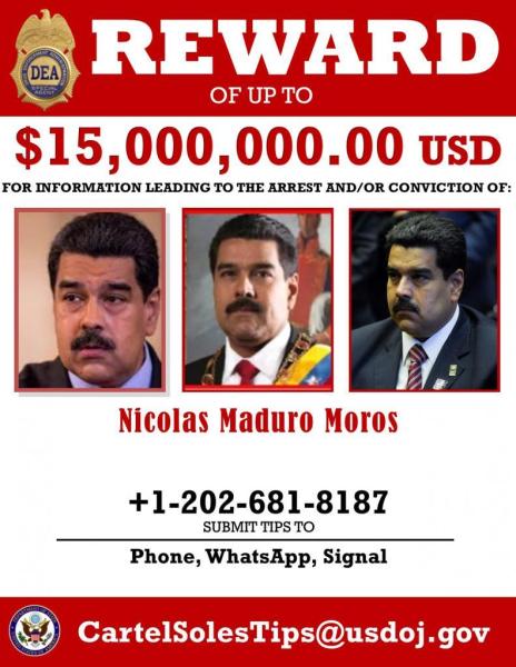 EEUU mantiene vigente recompensa  por la captura de Nicolás Maduro