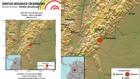 Un temblor de magnitud 5.0  sacude centro de Colombia