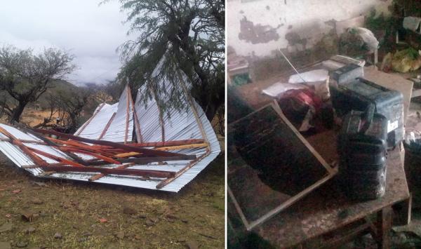 Granizada nunca vista en Poroma  deja varias viviendas destruidas