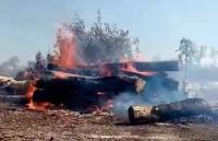 Fuego consume troncas de  aserradero cerca a Riberalta