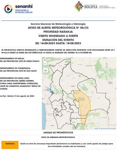 Senamhi emite alerta naranja por  vientos en tres departamentos