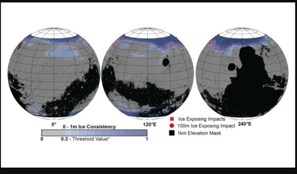 Nuevos mapas de hielo  bajo superficie de Marte