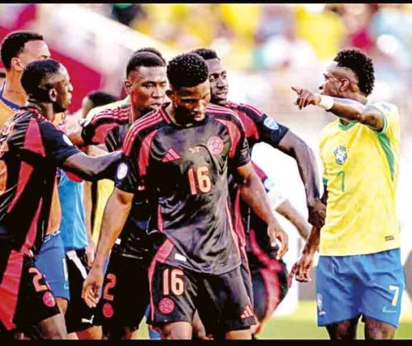 Brasil empató 1-1 con Colombia  y enfrentará a Uruguay