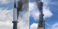 Se incendia torre de catedral de  Notre Dame en Rouen