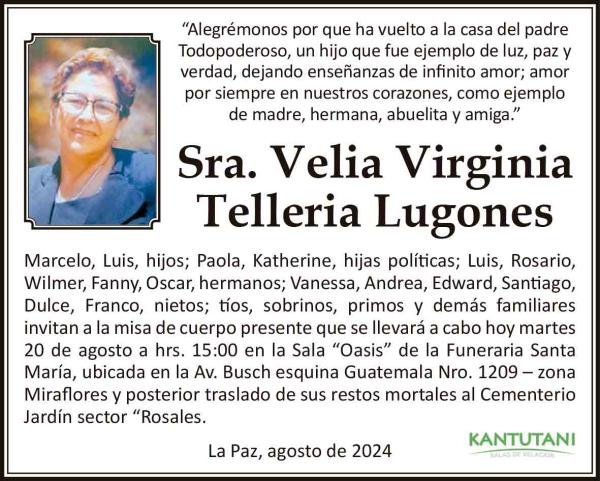 Sra. Velia Virginia Telleria Lugones