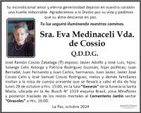 Sra. Eva Medinaceli Vda. de Cossio