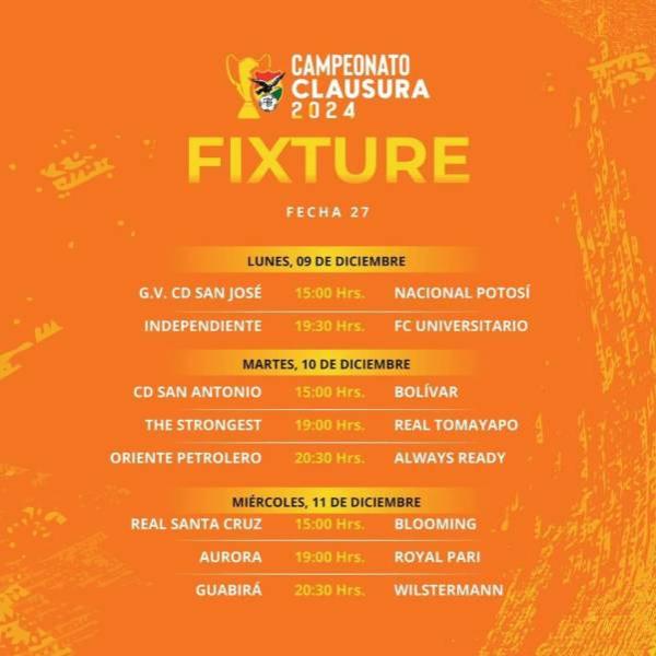 FBF publica fixture del Clausura hasta la fecha 27