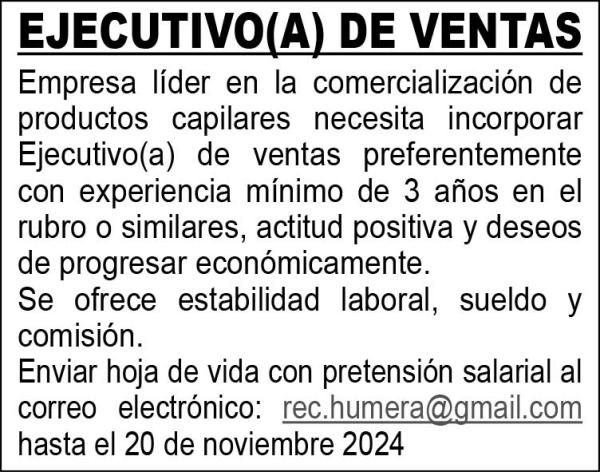 EJECUTIVO(A) DE VENTAS