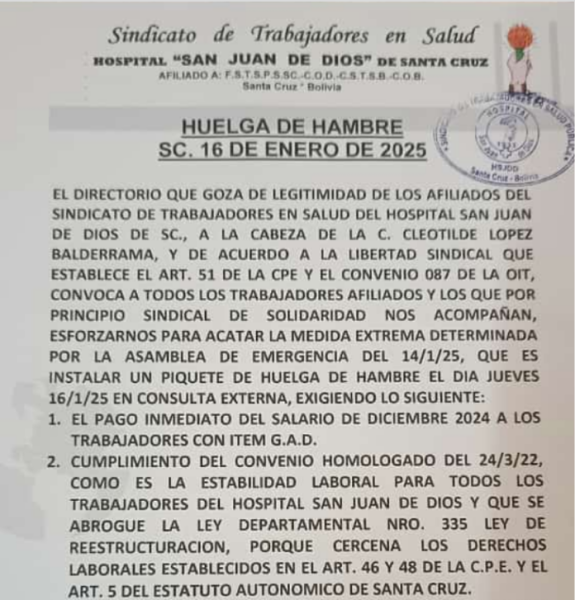 Huelga de hambre en el Hospital San Juan de Dios por sueldos impagos. (17:31)