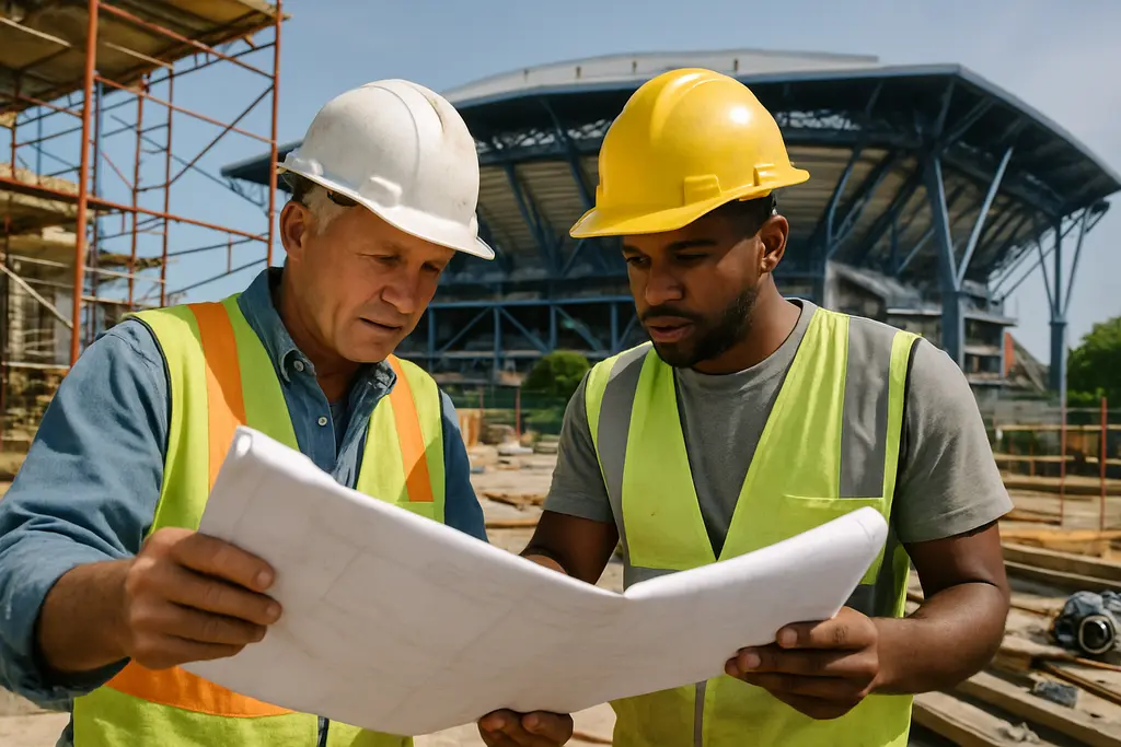 Arthur Ashe Renovations visible around a tennis stadium bowl during a major tournament