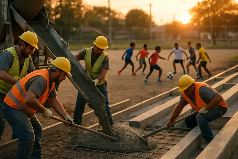 Modern soccer training fields prepared for youth camp sessions