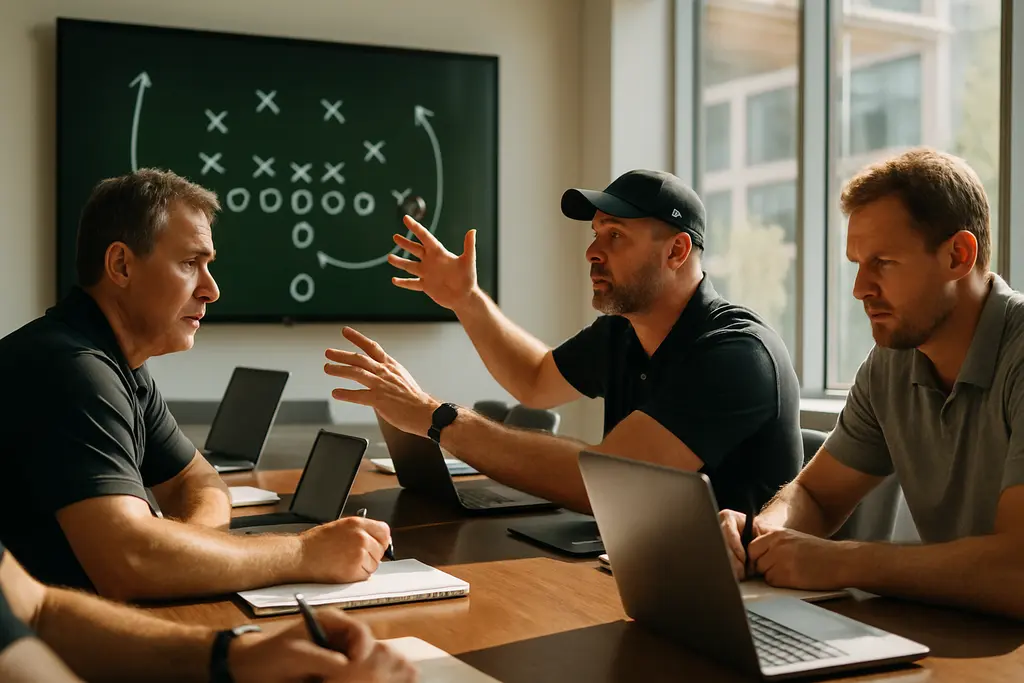 new NFL coaches meeting with players during a 2026 practice session