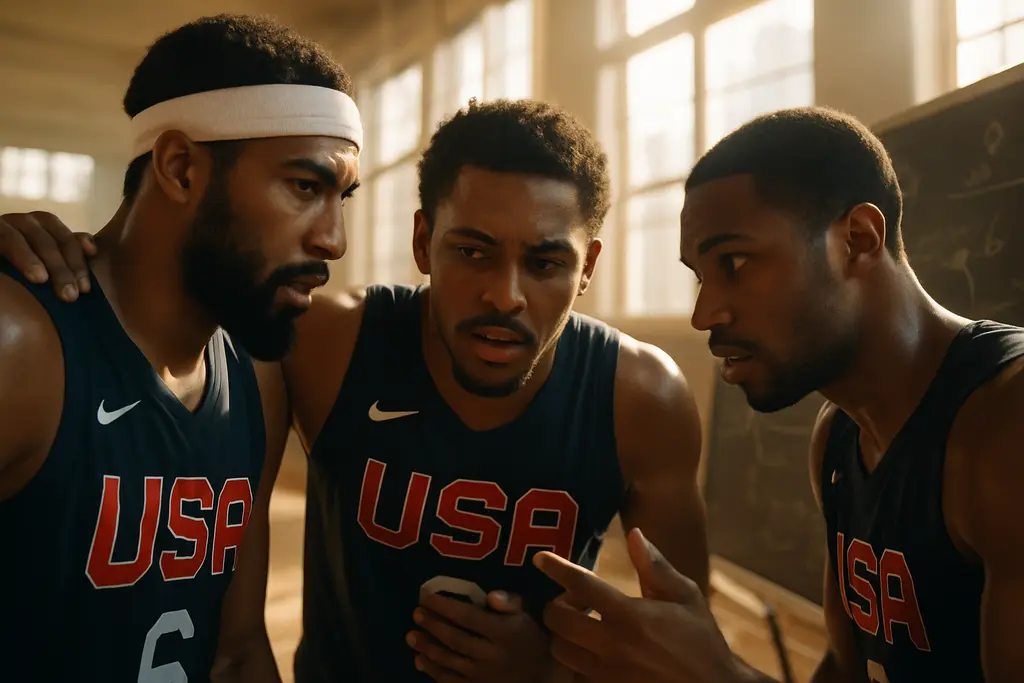 Team USA Roster players gather during a women’s basketball practice before Berlin competition