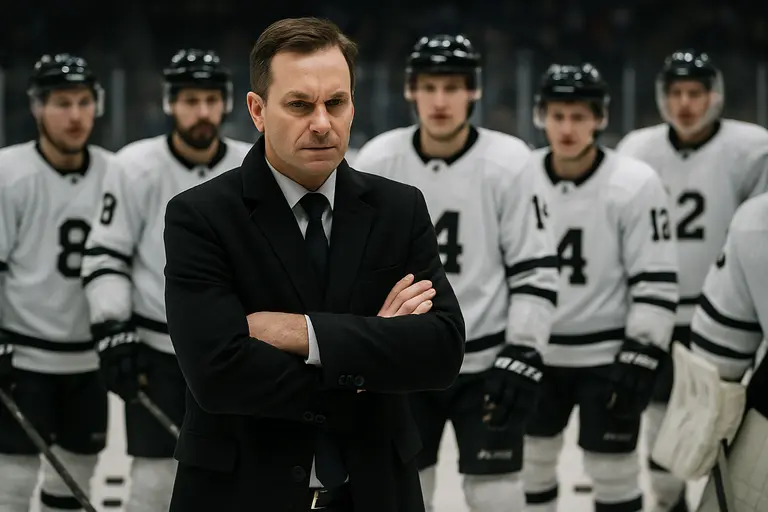 A coach’s clipboard resting on a hockey bench before a game