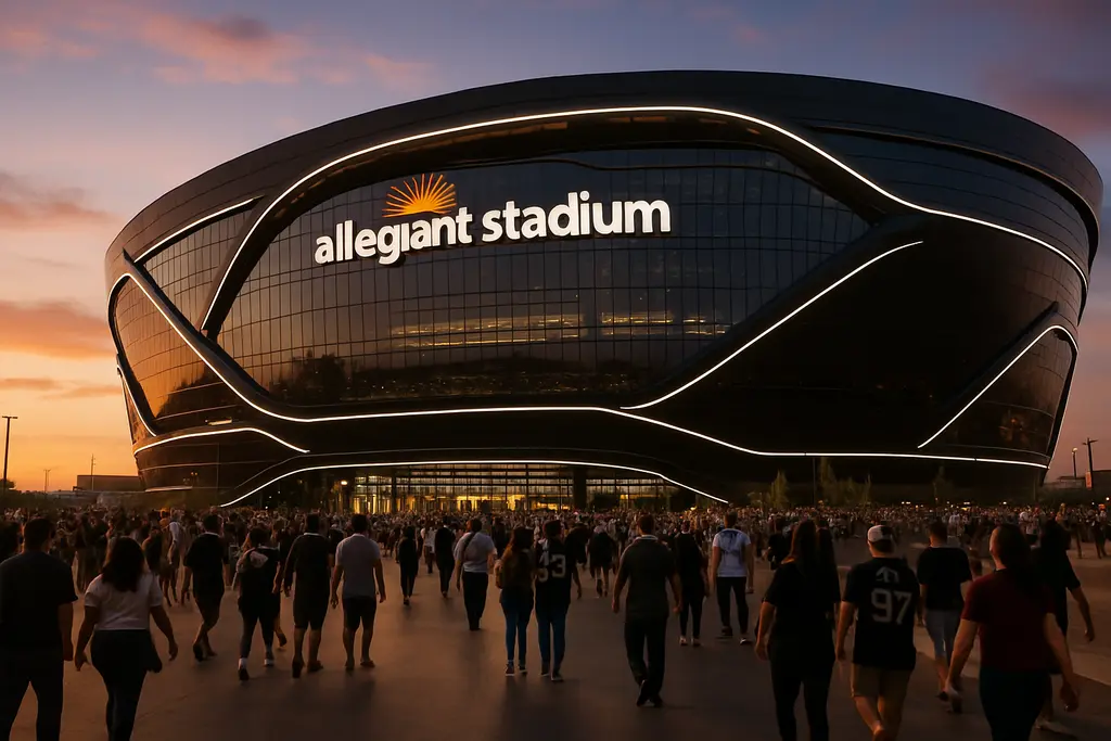Allegiant Stadium Renovation context with fans approaching the north entrance before an event