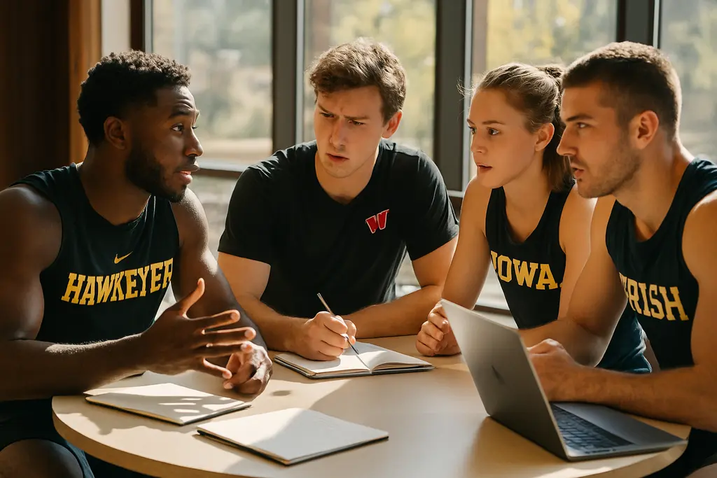 PCSA Roster Structures discussion with college athletes and coaches at practice