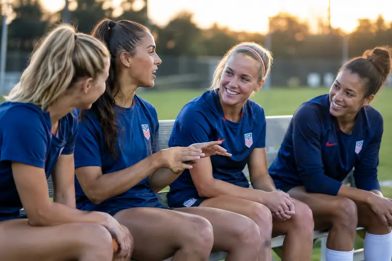 Women soccer players training during a national team camp